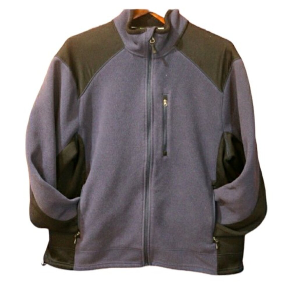 Tek Gear Men's Blue Black Fleece Full Zip Jacket Medium Outdoor Layering